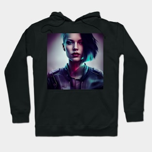 Cyber Beauty: Futuristic Elegance in Rendered Portraiture Hoodie